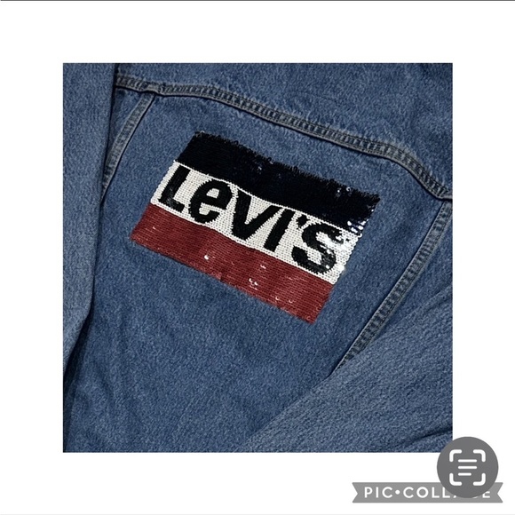 🧥🇺🇸 LEVI’S Denim Jacket | M | Y2K-Inspired Sequin Logo |‎ Americana Statement - Picture 4 of 7